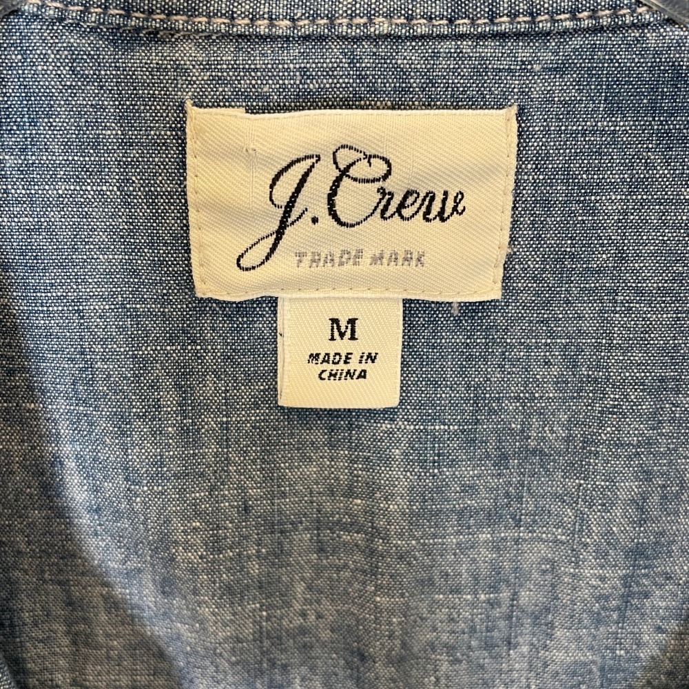 J.Crew Chambray Denim Shirt Dress Blue Cotton Button Front Long Sleeve Mini M - Picture 3 of 6